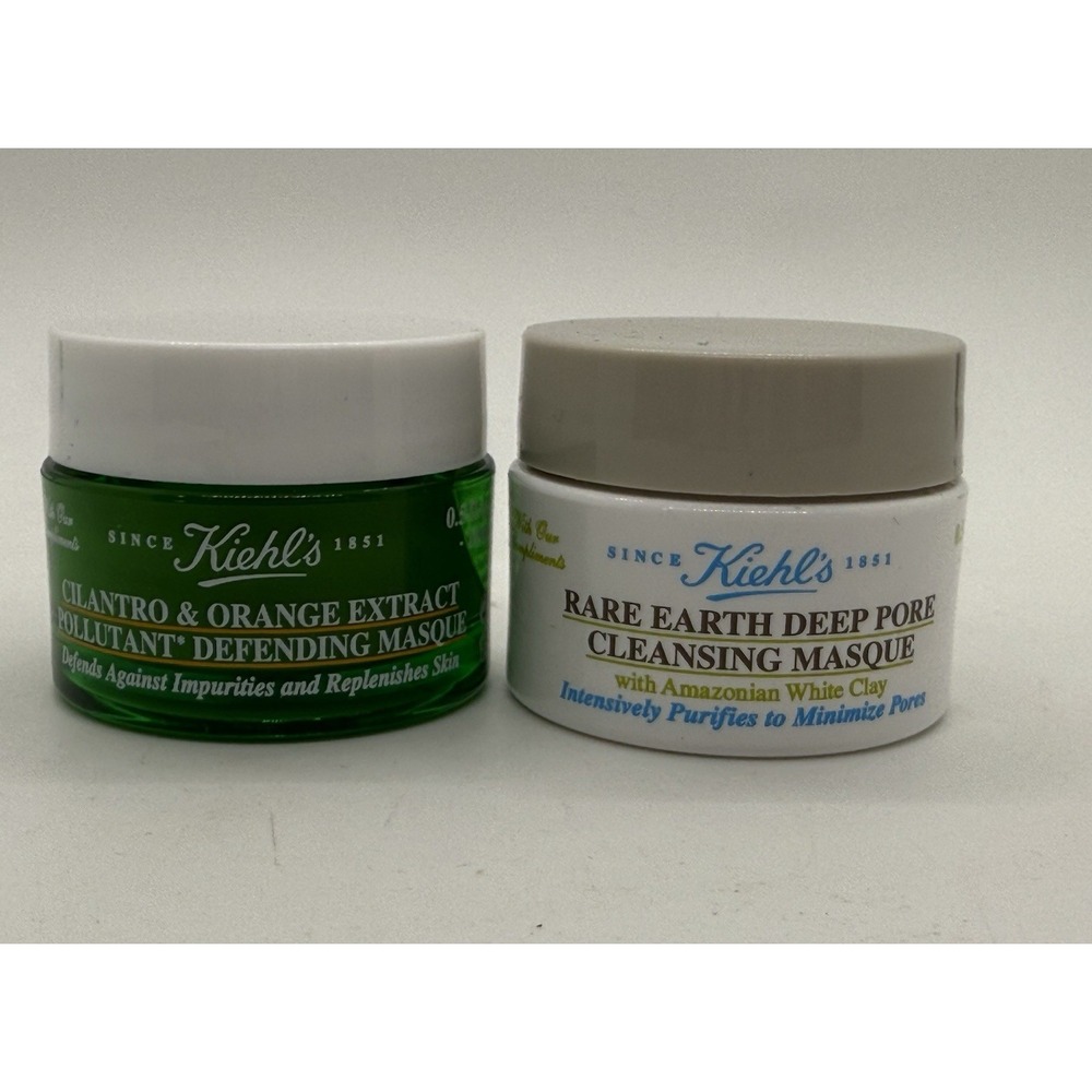 Kiehls's Rare Earth Deep Pore Cleansing Masque 0.5FLOZ & Defending Mask 0.5 FLOz